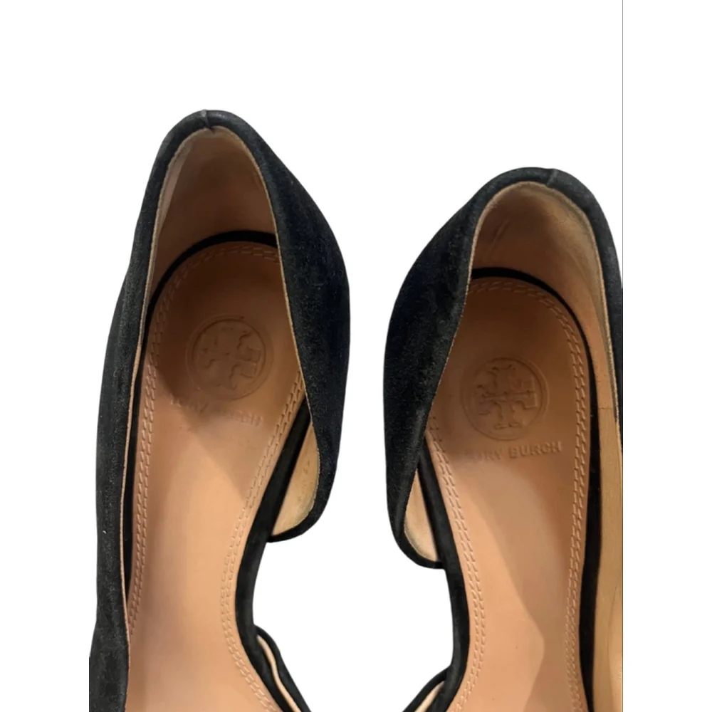 Tory Burch Size 10 Black Leather Suede Heels Shoes d'Orsay Pumps Women's